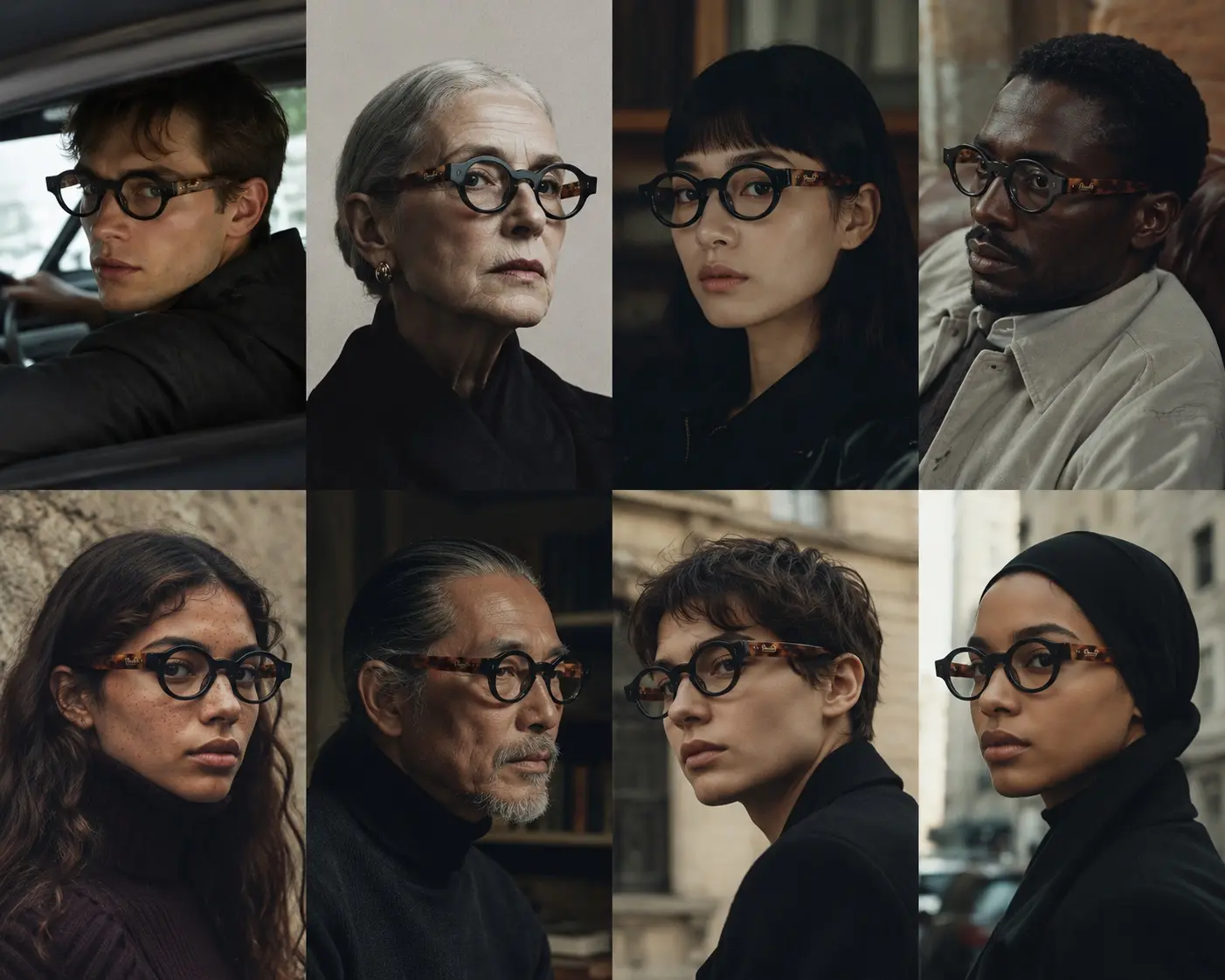 A diverse cast wearing Dani D optical frames